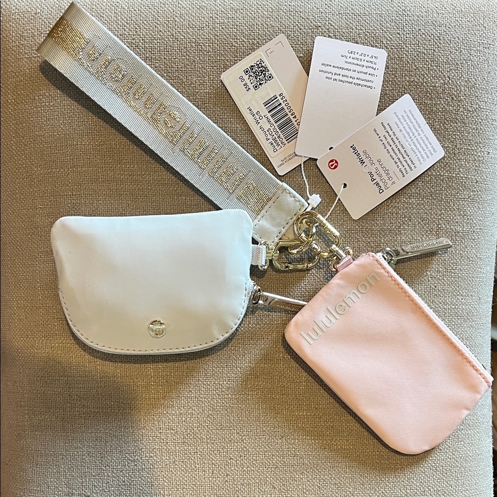 Lululemon Pink and Cream Wristlet Duo